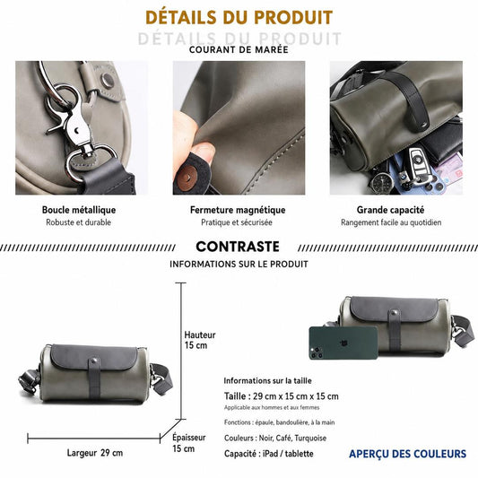 Sac Cylindrique en Cuir Marron — Bandoulière Tendance